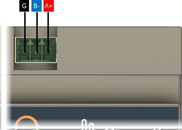 Schema: Apparaten aansluiten op RS-485 Modbus van Currentt Navigator